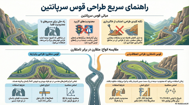 پکیــــج جامـــع آمـــوزش ترسیم، طراحی و محاسبه قوس سرپانتین با Civil 3D