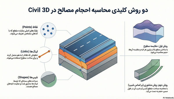 پکیج آمـــوزش محاسبه احجام عملیات خاکی به تفکیک مصالح