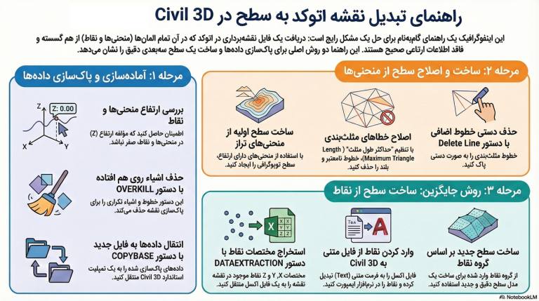 پکیج جامع آموزش صفر تا صد ساخت سطح اکسپلود شده با نرم‌افزار Civil 3D